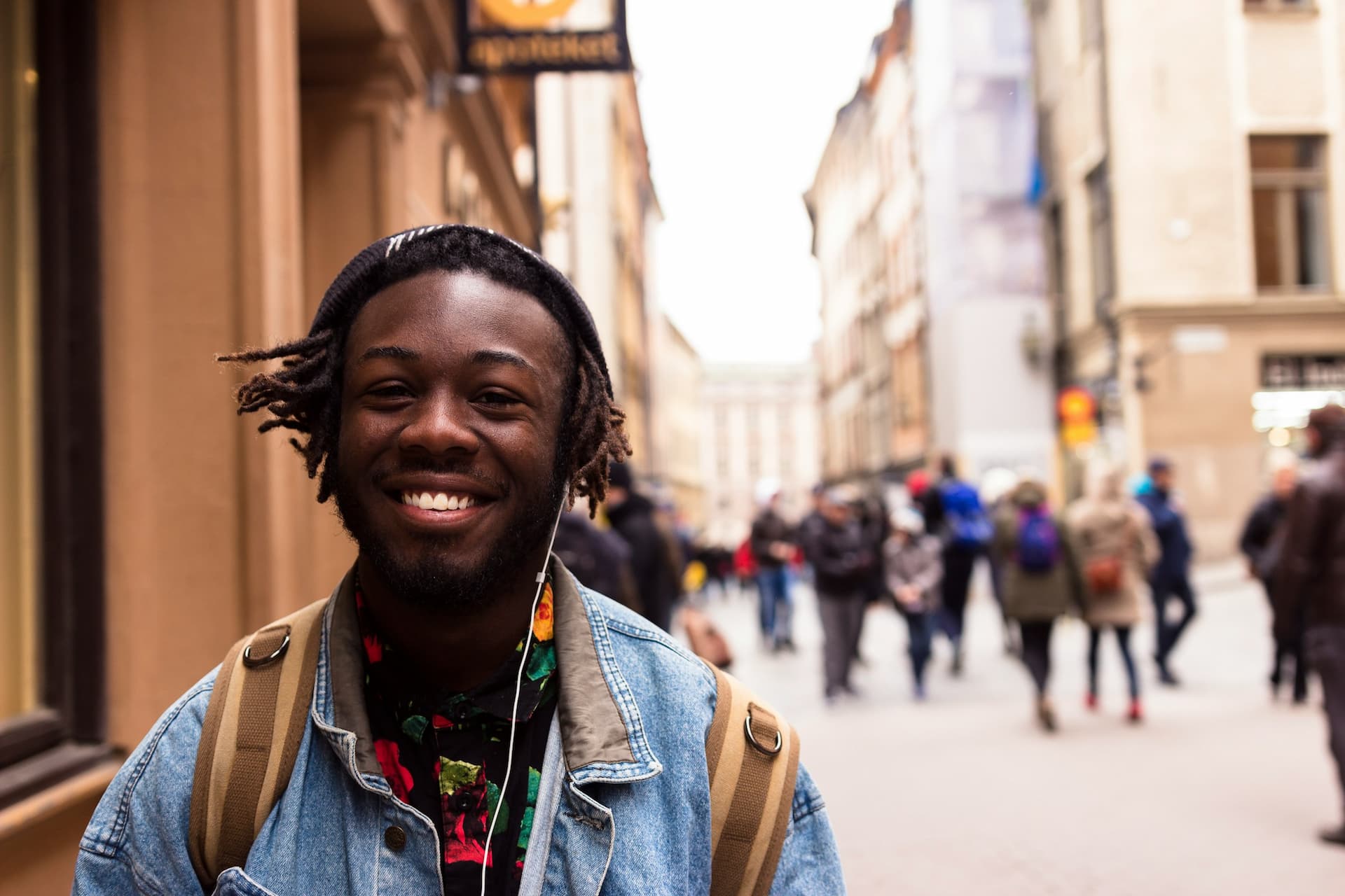 black student with headphones