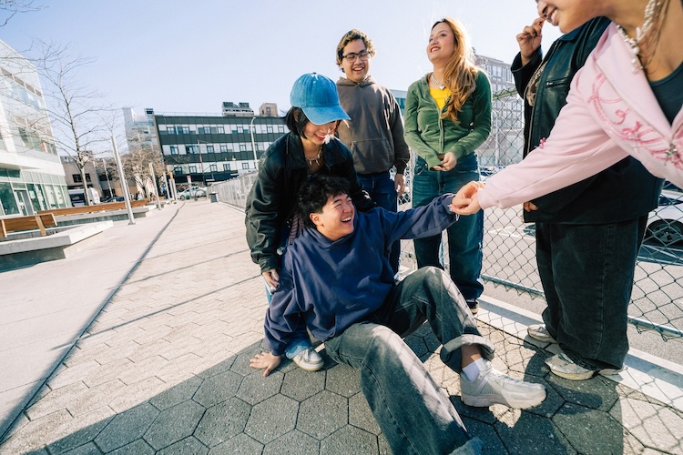 students on campus