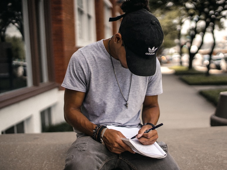 student writing