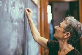 instructor writing