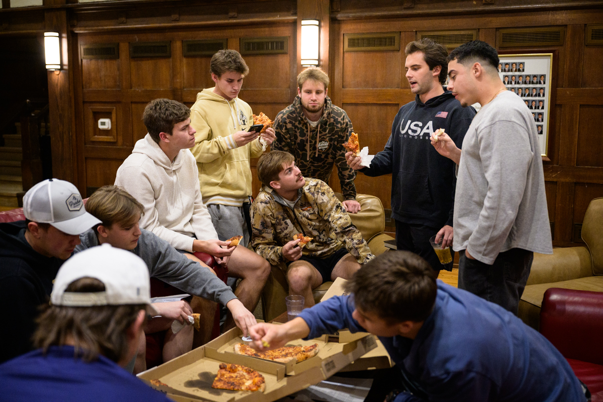 group of men talking