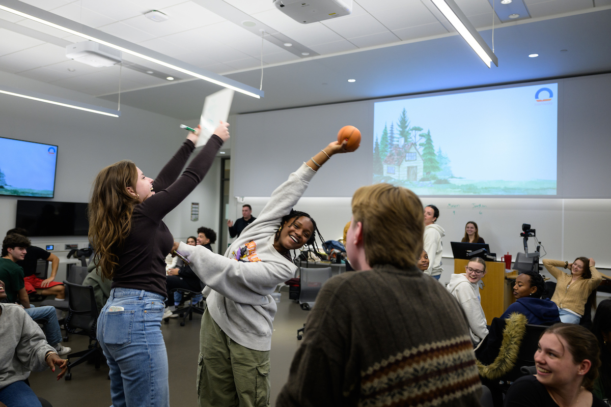 students playing a game
