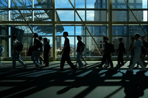 group of students walking
