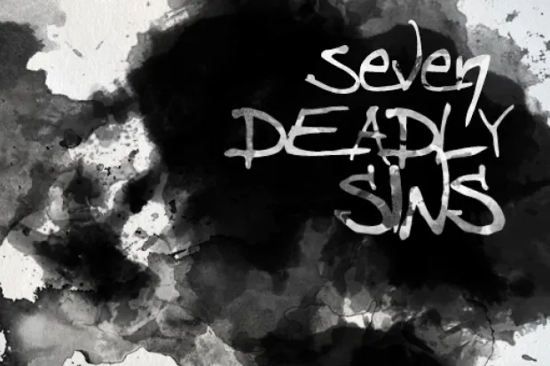 a charcoal drawing with "Seven Deadly Sins" written on it