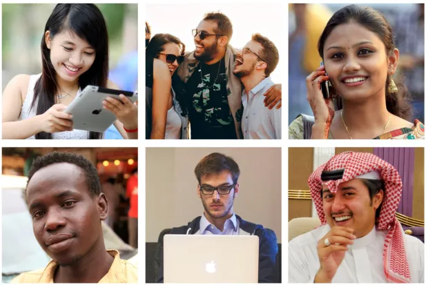 a mosaic of faces from various ethnicities