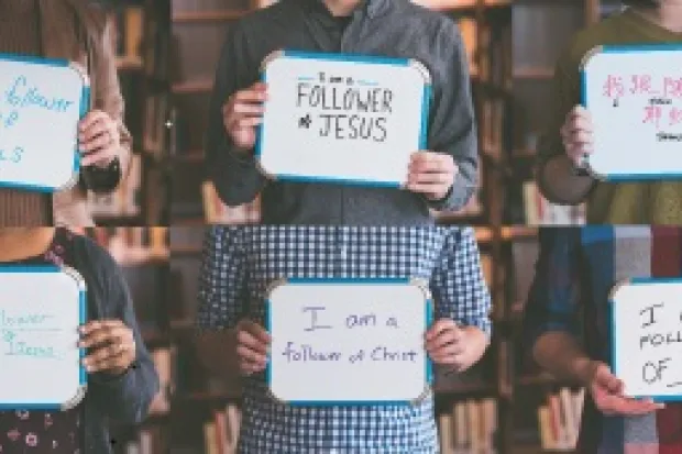 Collage of people all holding up whiteboards saying "I am a Follower of Jesus" in different handwriting