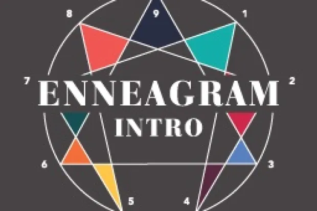 Colorful Enneagram diagram (circle with 9 different points around its edges) with the words: "Enneagram Intro"