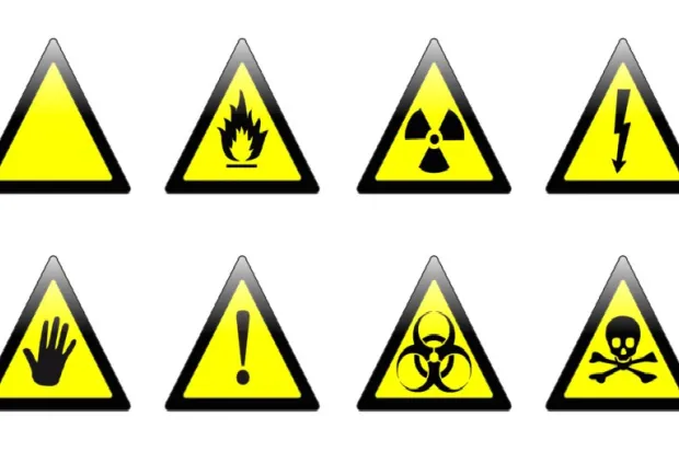 a variety of yellow caution road signs