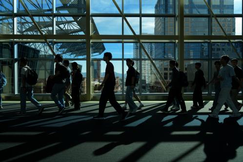 group of students walking