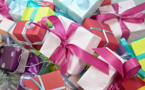 Pile of colorfully wrapped presents