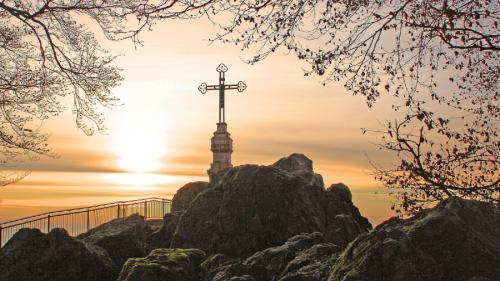 Cross in landscape scene
