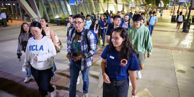 students walking together on campus
