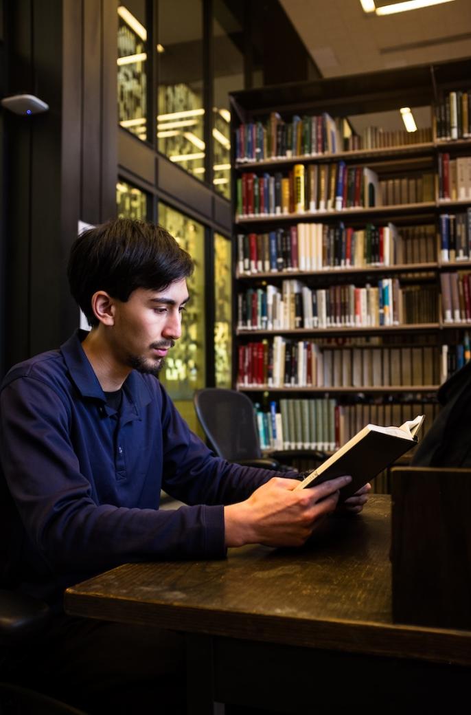 student reading