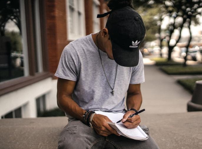 student writing