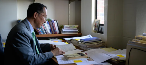 man studying