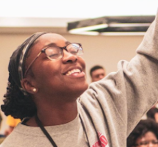 female student worshipping