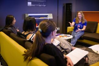 Four women talking in Bible study