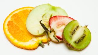 various slices of fruit fanned out next to each other