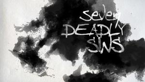 charcoal drawing with "Seven Deadly Sins" written on it