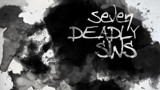 a charcoal drawing with "Seven Deadly Sins" written on it