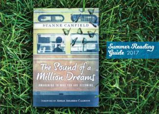 Book Cover of The Sound of a Million Dreams by Suanne Camfield on grass background with Summer Reading Guide 2017