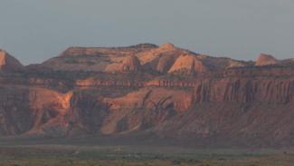 Landscape of cliffs at sunset