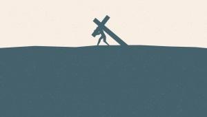 silhouette of Jesus carrying cross