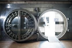 An open bank vault door