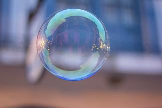 a bubble floating in midair