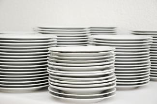 Stacks of clean plates
