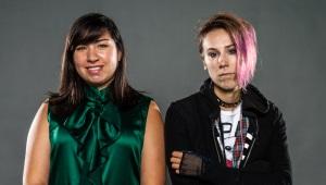 two women side by side, one in mainstream clothes and the other in punk/alternative clothing