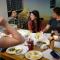 Bible study and food around a dining room table