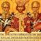 An orthodox icon featuring five saints at the council of Nicaea