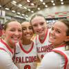 group photo of Karleigh Creasey, Jaya, Jenna Ritzer, Zoey Buchan (gen 2 and gen 3 core leaders for basketball)  