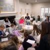 group of women studying scripture in living room