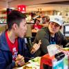 Students talking over lunch