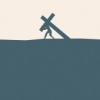 silhouette of Jesus carrying cross