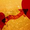 a drawing of a broken heart with an arrow pointing to an intact heart