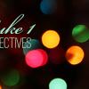 the words "Luke 1 Perspectives" on a background of blurry Christmas lights