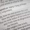 Closeup of the Magnificat passage in Scripture