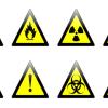 a variety of yellow caution road signs