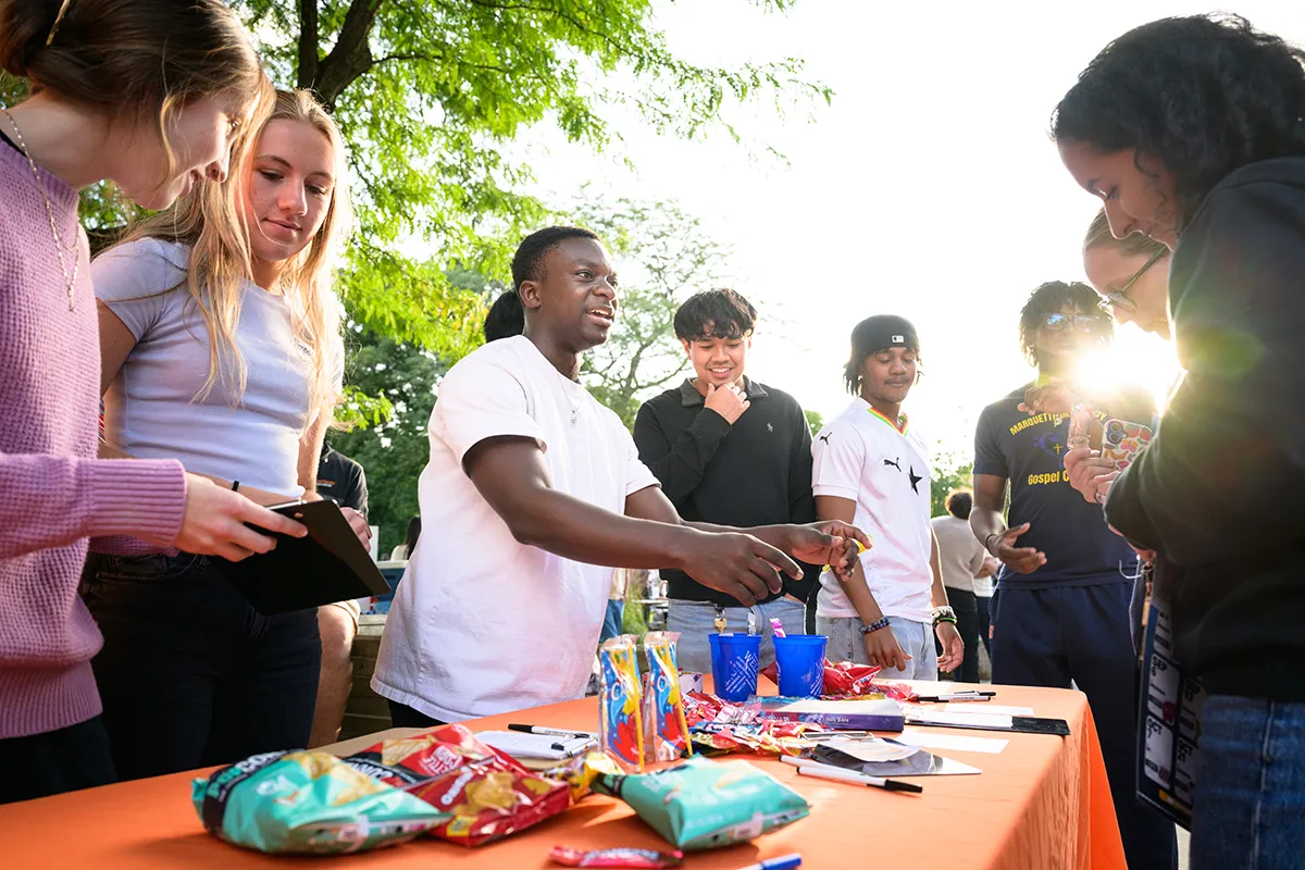 Student leaders in the InterVarsity chapter at UT Austin choose their successors and pass off tips to next year’s leadership team.